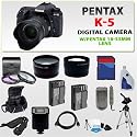 Pentax K-5 Digital SLR Camera W/18-55mm Zoom Lens (Black) + Huge Accessories Package Including 3 Extra Lens, 16gb Sdhc Memory Card, 2 Extra Batteries, Ac/dc Charger, Hdmi Cable & Much More!!